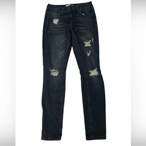 Refuge Distressed Dark Wash Skinny Jeans Size 2